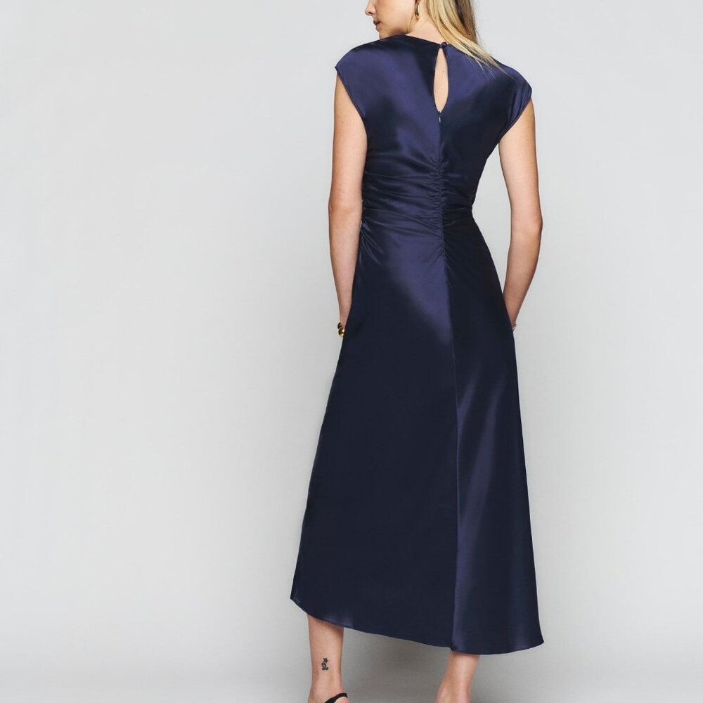 Reformation - Veida Silk Midi Dress Navy